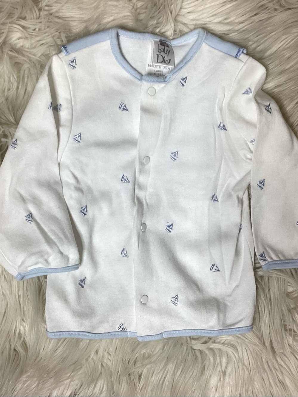 Baby Dior Cardigan Blue Sailboats USA 6-9 mo